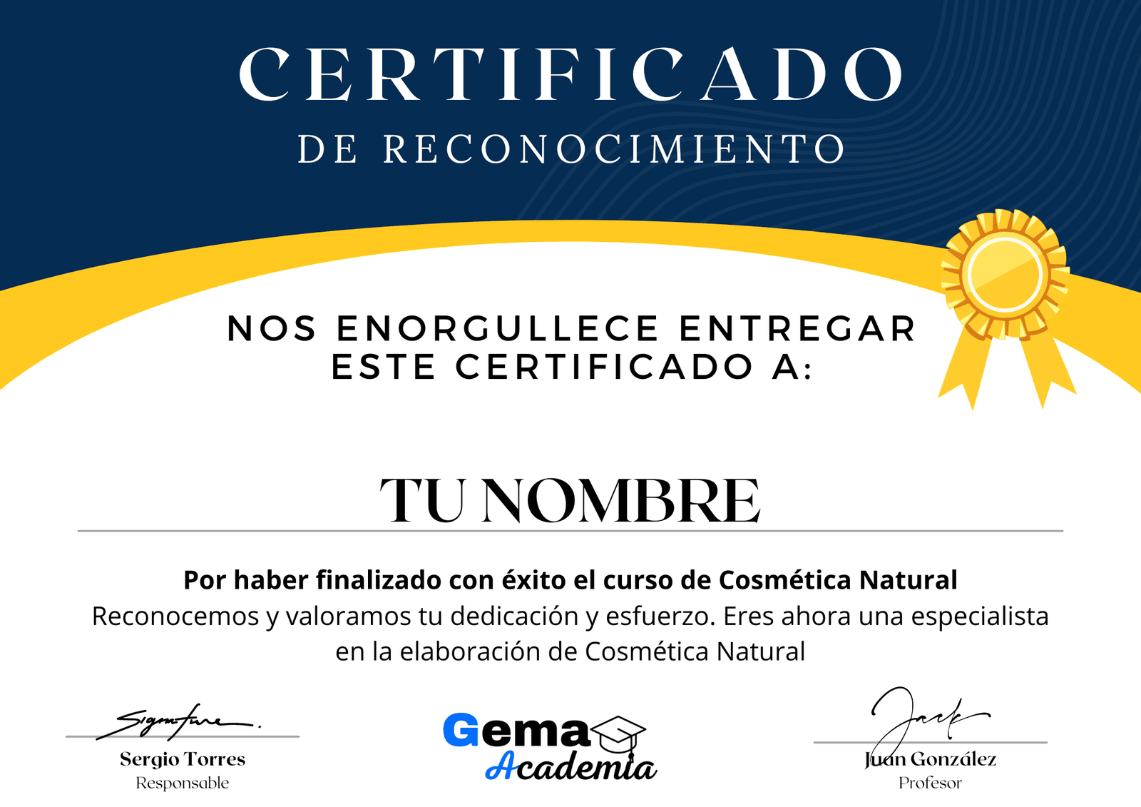 Certificado de Finalizacion Cosmetica
